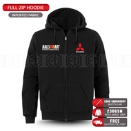 Baju Zip Hoodie Sulam Mitsubishi Ralliart Turbo Racing Team Extreme Performance Tuning Rally Mivec E