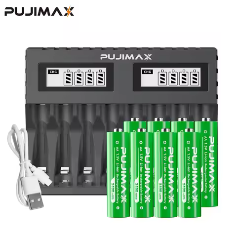 PUJIMAX AA/AAA 3400mWh 1100mWh 1.5V Li-Ion Rechargeable BatteryCharger Lithium Batteries For Mouse F