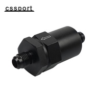 6AN Black Billet Inline Fuel Filter 30 Micron Aluminum