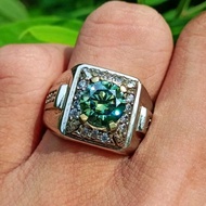 Gem Ring 2.0 ct Diamond Green Moissanite GRA Certificate