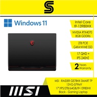 MSI Raider GE78HX SmartTP 13VG 079 (17" QHD+ IPS 240Hz|Intel I9-13980HX|64GB|4TB SSD|NVIDIA RTX4070|