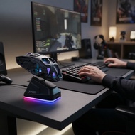 Triple-Mode 6D Pro Mouse: 12000 DPI, BT/2.4G/Wired 10m, 600mAh 38H 69g, Charging Dock, 1000Hz Pollin
