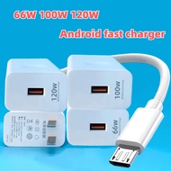 66W 100W 120W Fast Charger Set Phone Charging Micro USB Android Cable For Samsung A02 A7 A750F A10 A