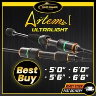 KFT Artemis Ultra Light Ultralight Fishing Rod Pancing Joran Udang Rod Casting Spinning Mancing Rod Solid Tip Micro Rod