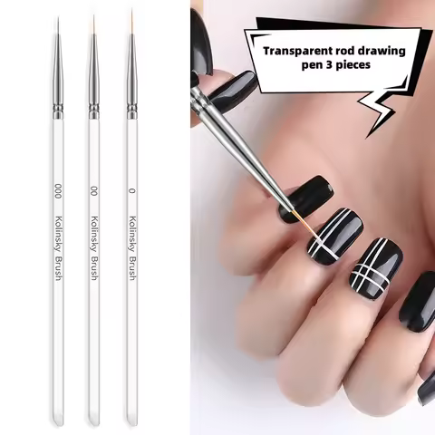 Nail Art Liner Painted Brush Drawing Pen New 3Pcs Thin Stripe Line DIY UV Gel Tips French Supplies D