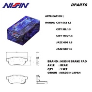 Nissin Rear Brake Pad Honda CITY SEL GM2 TMO Jazz GD3 ( Made In Japan )