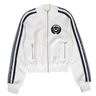 成色極佳的香奈兒 (CHANEL) 2023 P74166 Coco Mark 標誌5號貼片，亮片裝飾，黑白相間短款夾克，尺碼 38，帶衣夾，意大利製造，正品，女士