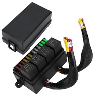 4 Relay Slots Car Fuse Relay Box 12V Pre-Wired Circuit Protection Car Fuse Holder 4 Relay Blocks Fus
