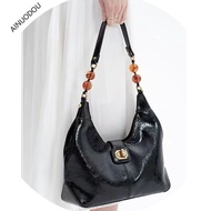 11Ainuodou Time Language Toth Tote Bag Female Large Capacity Bead Bag 2024 New Style Niche Beige Und