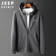 JEEP SPIRIT เสื้อกันหนาวผู้ชายขนาดใหญ่ Hooded Cardigan เสื้อกันหนาวกีฬากลางแจ้งเสื้อกันหนาว Breathab