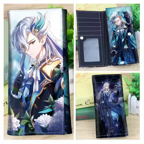 Game Genshin Impact Long PU Purse Neuvillette Wriothesley Furina Cosplay Clutch Alhaitham Xiao Lyney
