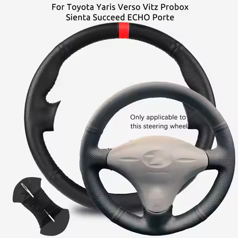 Scratch-Resistant DIY Car Steering Wheel Cover Microfiber Leather For Toyota Yaris Verso Vitz Probox