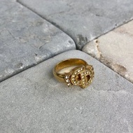 【日本直送名牌中古包】Christian Dior 克裡斯汀‧迪奧 戒指 金色 CD Logo 萊茵石 vintage yrss6i