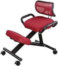 Kneeling chair Variable Original Kneeling Chair Designed,PU Leather Kneeling Chairs With Back Support – Ergonomic Posture Frame Office Stool Chair Seat Health Care (Color : Red mesh)