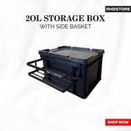 Storage Box With Side Basket 20L Industrial Style Heavy Duty Camping Stackable Container Kotak Simpa