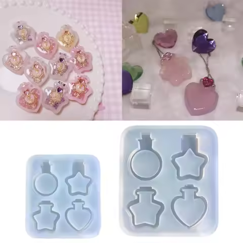 R3MC Perfume Bottle Silicone Mold Quicksand Epoxy Casting Molds Resin Shaker Mold DIY Pendant Keycha
