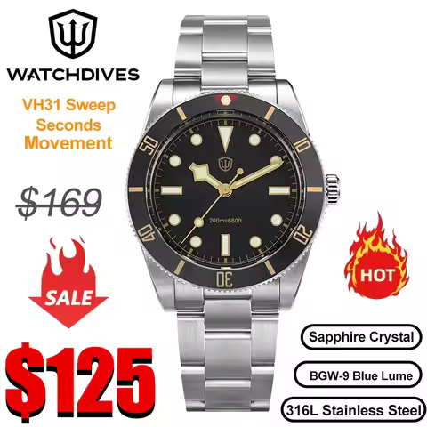 Watchdives WD7922 Quartz Watch Men VH31 Movement Sapphire Crystal 200m Waterproof Wristwatch Luminou