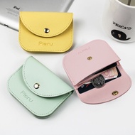 Ins Macaron Color Card Holder Solid Color Short Coin Purse for Women Cute Fresh Wallet ID Card Bag