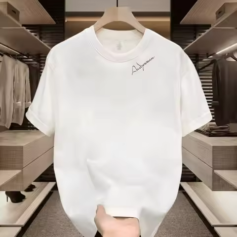 Men's Cotton T-shirts Fitted Black 5XL T Shirt for Men Casual Summer Wear Fashion Letter Print Tee S