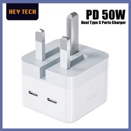 50W Type C Adapter Charger Quick Charging Dual Type C Plug Fast Charge For iPhone