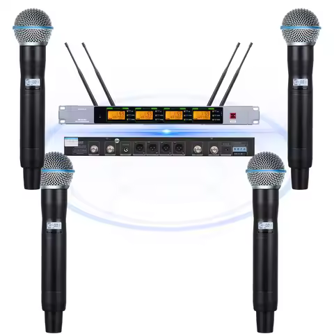 EM900 Professional 4 Handheld Wireless Microphone System Beta58 SM SKM9000 DJ Karaoke Stage Performa