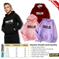 { TERMURAH } Sweater Hoodie Anak BTS FREE FIRE Usia 5-12 tahun bahan cotton fleece tebal warna pink