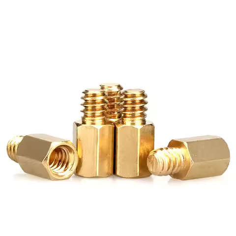 20pcs 6#-32X6+4mm 6#-32X6.5+4mm Hex Brass Standoff Spacer Pillar for PC Motherboard
