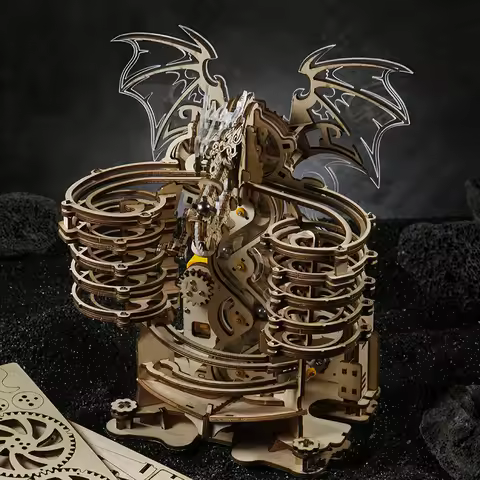 3D Wooden Puzzle DIY High Complexity Marble Run Puzzle Set Dragon Jigsaw Model Kits Building Block E