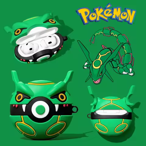 Pokemon Case for Apple AirPods 1 2 3 Airpod Pro 3D Rayquaza Key Chain Wireless Earphone Bluetooth He