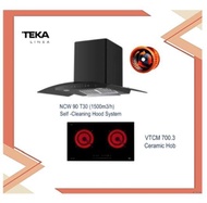Teka NCW 90 T30 Stainless Steel Hood (Self Cleaning Hood System) 1500m3/h + VTCM700.3 Ceramic Hob with Ducting Set