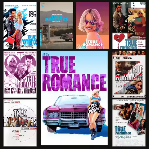 90s Classic Movie True Romance Tarrantino Film Poster Self-adhesive Art Waterproof Paper Sticker Cof