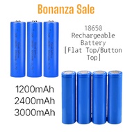 Rechargeable 18650 Lithium Ion 3.7V Battery/Bateri Boleh Caj 18650 (1200/2400/3000mAh) - Original/3 Months Warranty