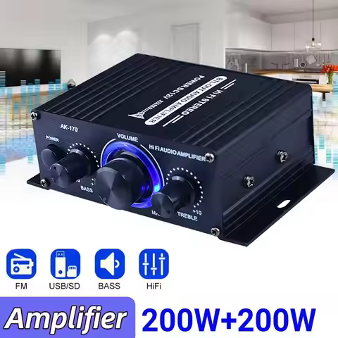 AK-380 800W Bluetooth Amplifier HiFi Audio Karaoke Home Theater Amplifier 12V Dual Channel Power Amp