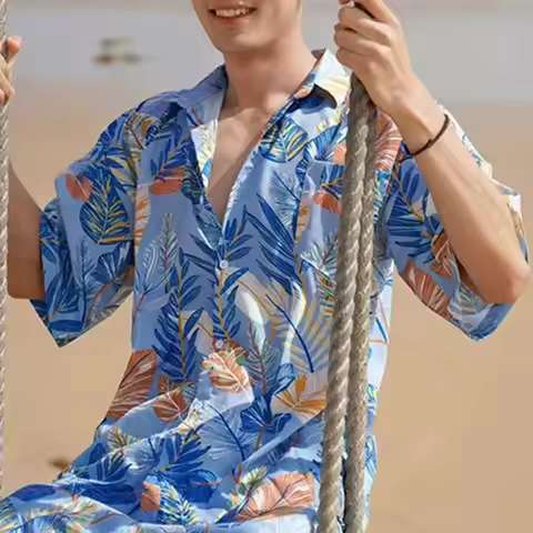 Salt Men's Beach Shirt Beach Vacation Style Travel Outfit Short Sleeves
