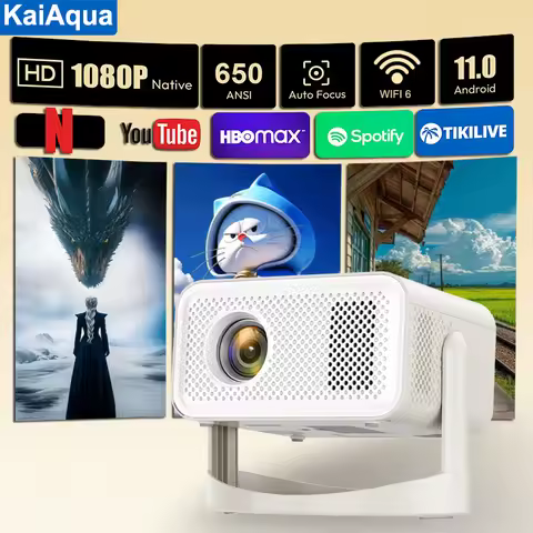 KaiAqua HT23 Native 1080P 650ANSI 4K Android 11 360° Projector With Auto Keystone Focus Air Mouse Wi