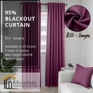 B16 - Ready-Made 95% Blackout Curtain SANGRIA, Langsir Siap Jahit. LANGSIR KAIN TEBAL