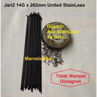 Spoke Spokes 26 Mtb Fixie 14G X 262Mm United Stainless Black Free Shipping