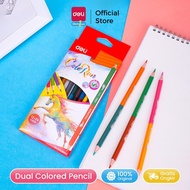 Deli Bi-color Pencil Duo Colored Pencils 6/s 12 Triangular Sticks Easy to Smudge Economical EC005X0