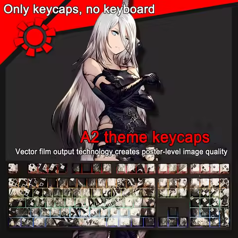 108 Keys/set Keycaps NieR:Automata Keycap A2 2B PBT Dye Sub Backlit Keycaps Cartoon Anime Gaming Key