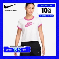 Nike Kaos Wanita Sportswear Short-Sleeve Ringer - White  [IF4073-101]