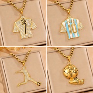 2026 World Cup Popular Necklace Unisex Stainless Steel Necklace with Full Diamond Inlay Hip-hop Part