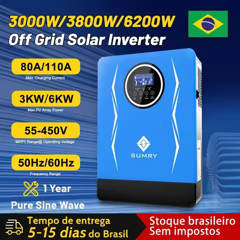 SUMRY SP Hybrid Inverter Off Grid 3.8kw 6.2kw 24/48VDC To 220VAC Solar Inverter MPPT Pure Sine Wave