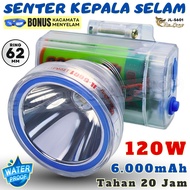Senter Kepala Selam 300 Watt Jinlong JL-909 Super Terang Cahaya Putih Bonus Kacamata Renang Baterai 