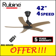 Rubine 42 inch Remote Control Ceiling Fan 4 Speed ABS Blades VENTO42-5B/ ARIA