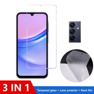 3 in 1 Samsung A15 Tempered Glass For Samsung S23 S24 A14 A15 5G A24 A25 A34 A54 Screen Protector Lens protector And Carbon Fiber Back Film