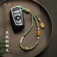 手机链和田玉色沙金配件装饰蜜蜡包挂件玉髓礼品女孩母亲节高Phone chain Hetian jade gold accessories decorative beeswax bixubaodao16