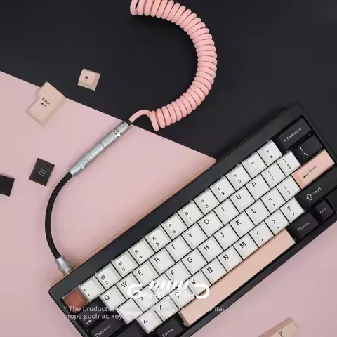 GeekCable custom mechanical keyboard data cable GMK theme SP keycap cable Olivia pink black in stock