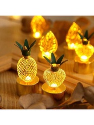 1入組led電子火蠟燭台燭,桌面裝飾氛圍燈,菠蘿金葉形狀
