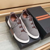 ZEGNA Men's Leather Flat Outdoor Sports Shoes