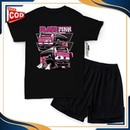 (Bismillah) Children's T-Shirt Set Bus T-Shirt Black Pink Driver T-Shirt Ar-66